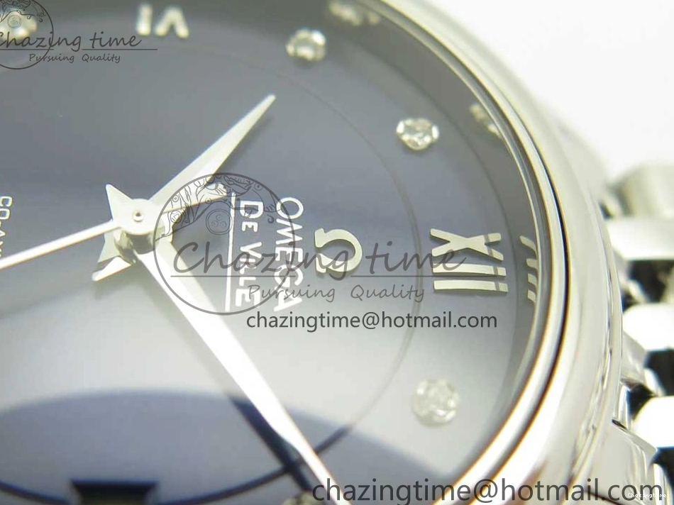 0421 TopPick De Ville Prestige Ladies 32.7mm SS MKF 1:1 Best Edition Blue Dial Diamonds Markers on SS Bracelet MIYOTA 7972